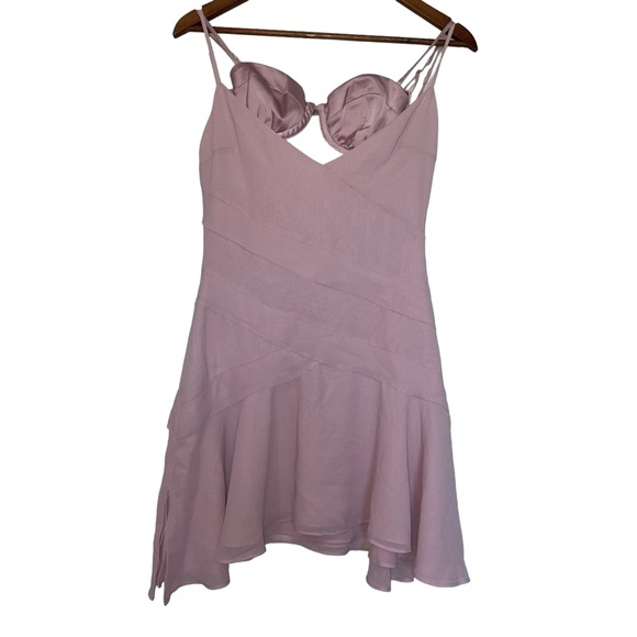 Oh Polly ADELITA Asymmetric Multi Strap Ruffle Detail Mini Dress in Blush NWT - Picture 10 of 15